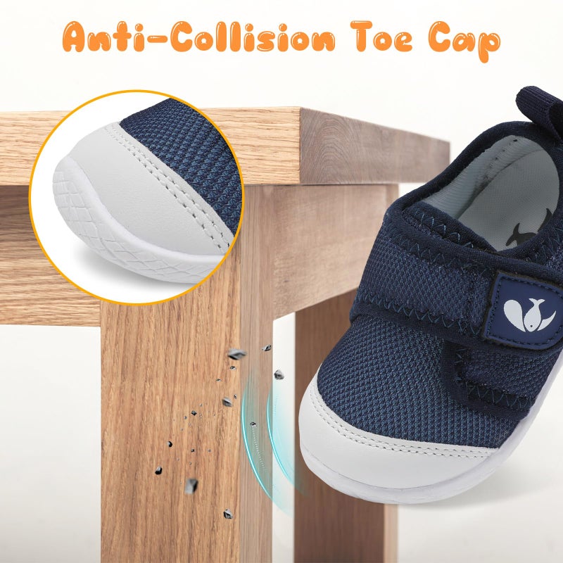 FEETCITY Infant First Walking Shoes Unisex Baby Shoes Boys Girls Sneakers Slip On Toddler Casual Sneaker Crib Shoe Navy - Image 3
