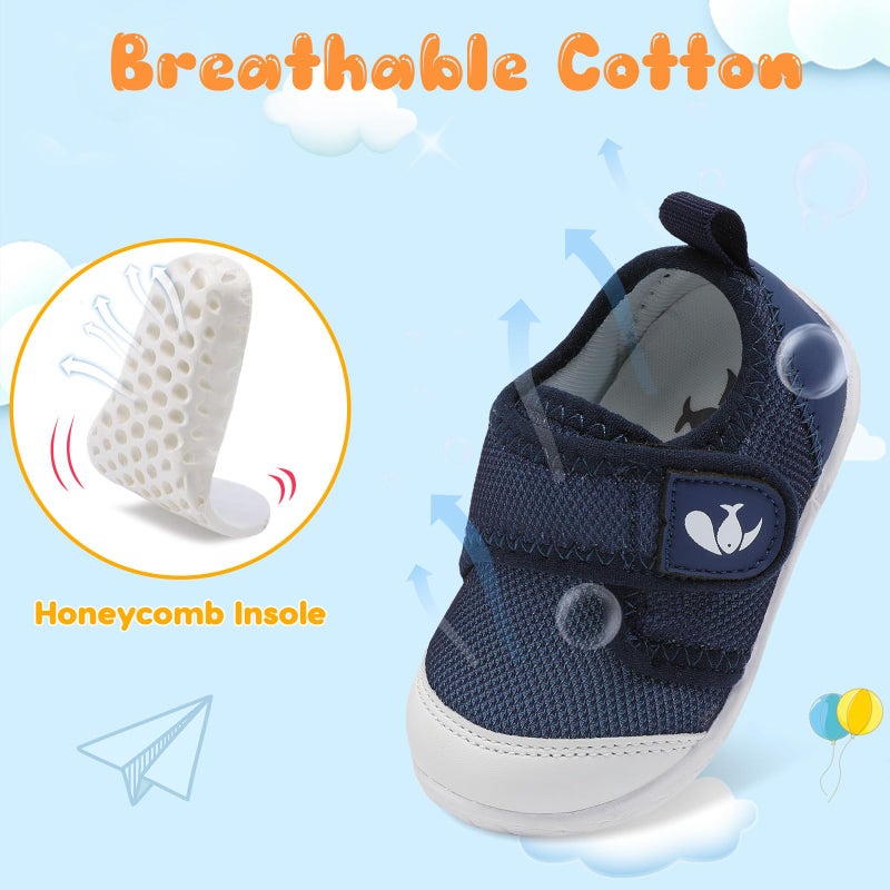 FEETCITY Infant First Walking Shoes Unisex Baby Shoes Boys Girls Sneakers Slip On Toddler Casual Sneaker Crib Shoe Navy - Image 4