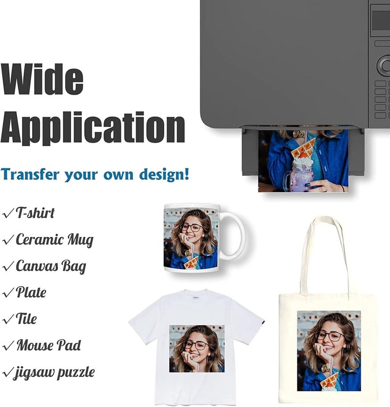VITSA Dye Sublimation Paper 125GSM (A4 Size, 100 Sheets) Instant Dry, Heat Transfer Paper for Mug Printing, Mobile cases, Polyester clothes, T-shirts, Keychains & Other Ceramics. - Image 3