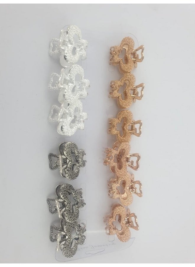 DHAVESAI Dhavesai m.b.v Metal Multi Design Hair Claw Clips,Catch Banana Clips,Clamp Hair Accessories for Girls Women small size pack of 2 (Multi color and Design as Per availability)  - Image 1