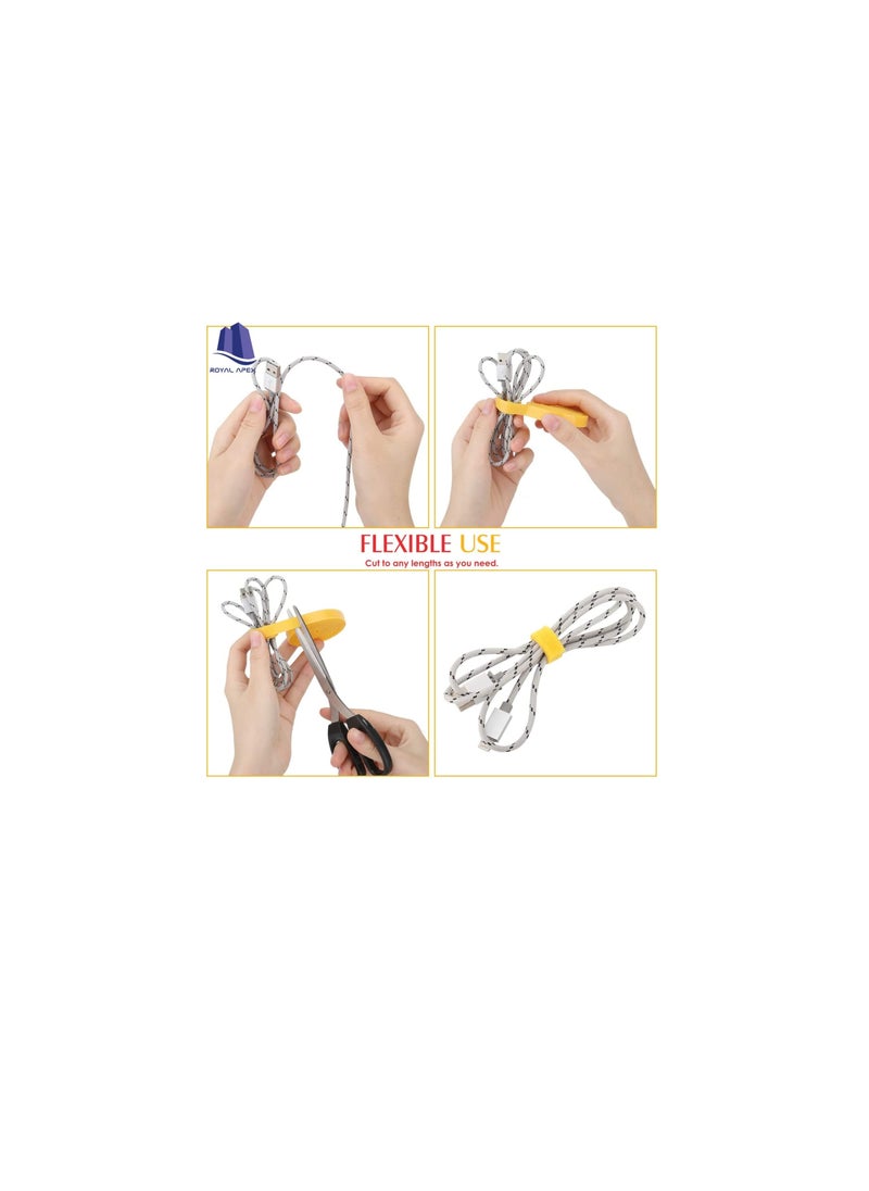 30PCS Multi-Color Cable Management, Hook and Loop Reusable Fastening Wire Ties Cable Organizer, Self Gripping Cords Tape Strap for House Hold Appliance Cable Managment