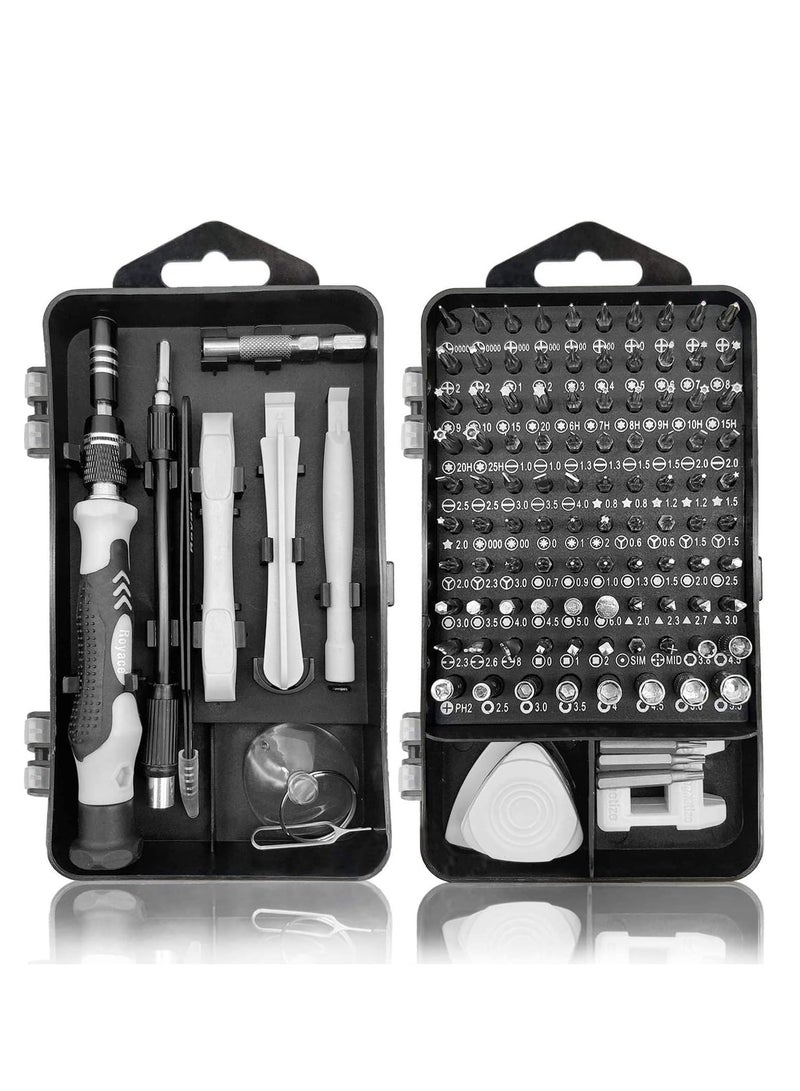 مجموعة مفكات إصلاح الكمبيوتر الأحدث، مجموعة مفكات احترافية دقيقة 115 في 1، مجموعة أدوات إصلاح الكمبيوتر المغناطيسية متعددة الوظائف للهواتف المحمولة/الأجهزة اللوحية/النظارات/الكمبيوتر المحمول/الكمبيوتر الشخصي رمادي - Image 1