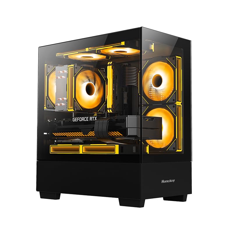 Huntkey G35 Computer M-ATX Case Black with 3 ARGB Fans - Image 1