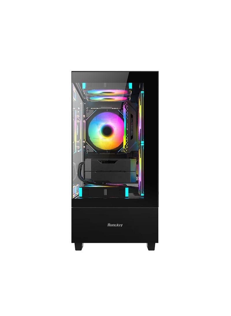 Huntkey G35 Computer M-ATX Case Black with 3 ARGB Fans - Image 4