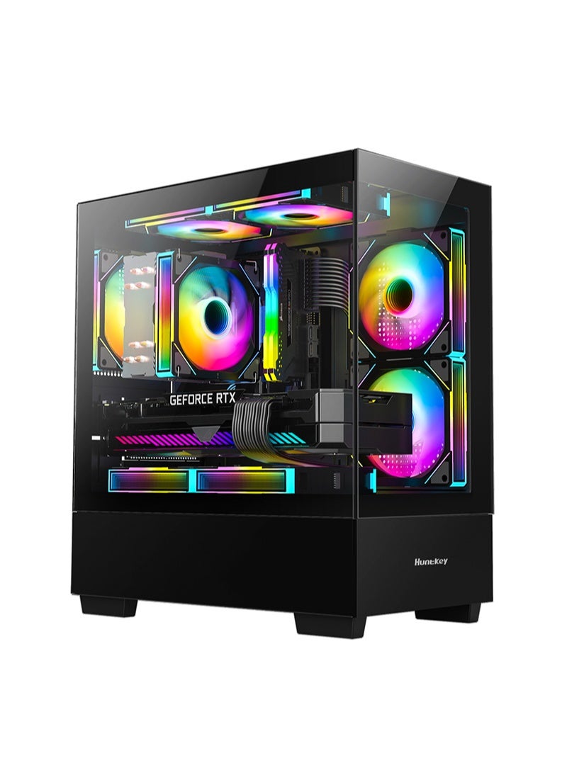 Huntkey G35 Computer M-ATX Case Black with 3 ARGB Fans - Image 2