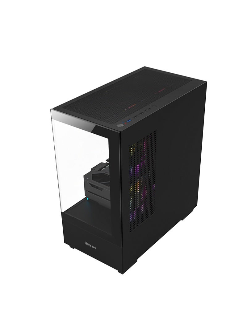 Huntkey G35 Computer M-ATX Case Black with 3 ARGB Fans - Image 5