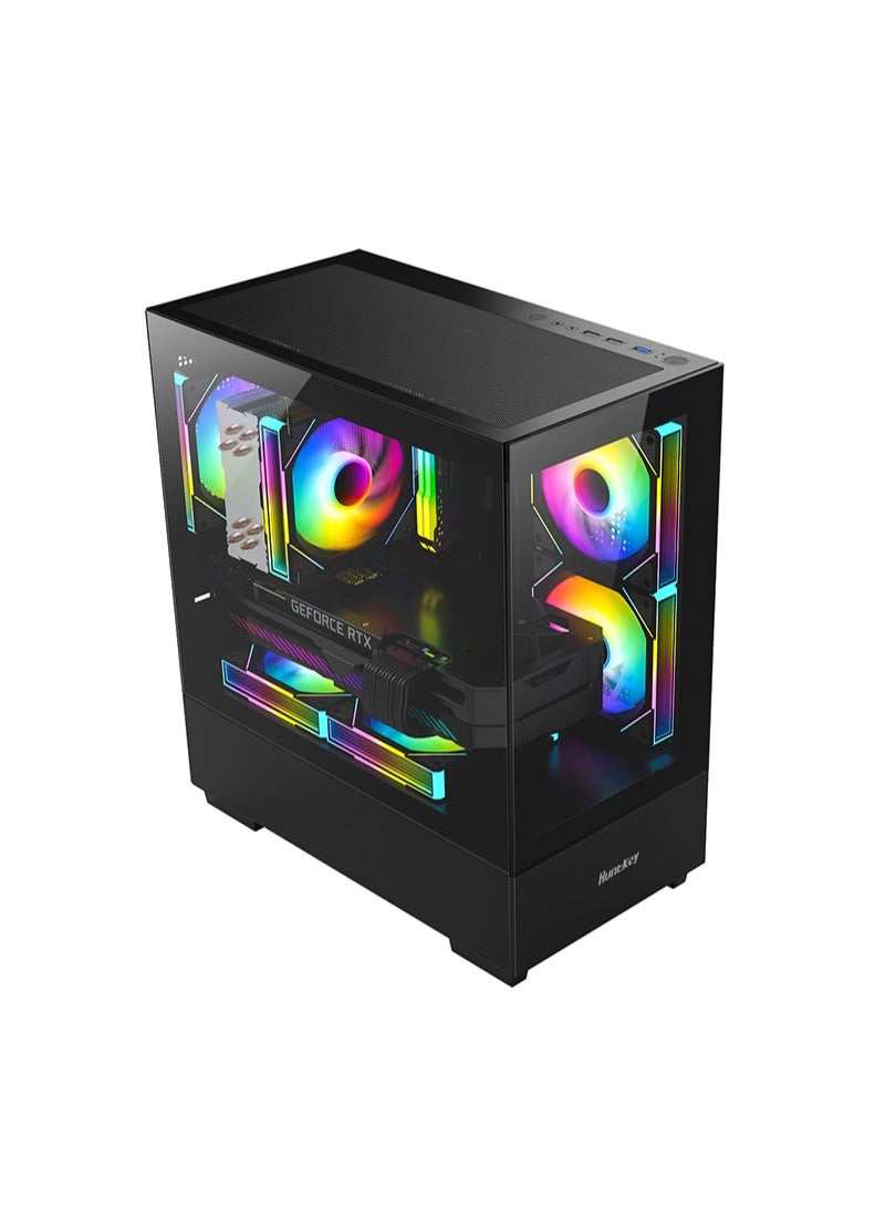 Huntkey G35 Computer M-ATX Case Black with 3 ARGB Fans - Image 3