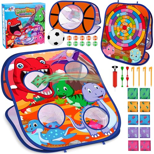 Toyk Dinosaur Bean Bag Toss Game Toy Outdoor Toss Game Family Party Party Supplies for Kids Gift for Boys Birthday or Christmas for Toddlers Ages 3 4 5 6 Year Old - Image 1