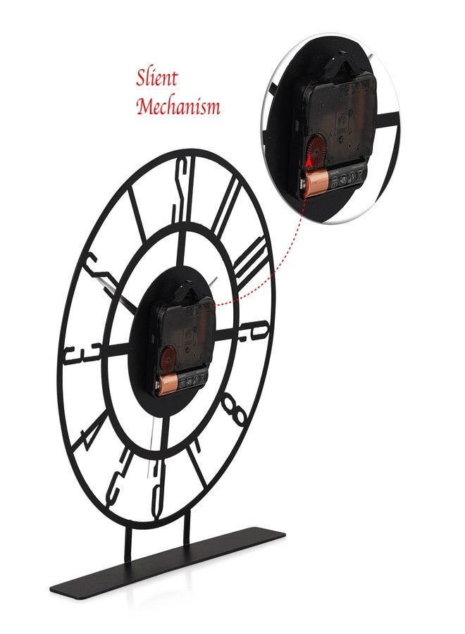 Muyika ساعة طاولة معدنية من مويكا | ساعات معدنية سوداء دائرية صامتة مقاس 8.9 × 9.5 بوصة | ديكورات مناسبة لغرفة المعيشة وغرفة النوم للمنزل والمكتب - Image 3