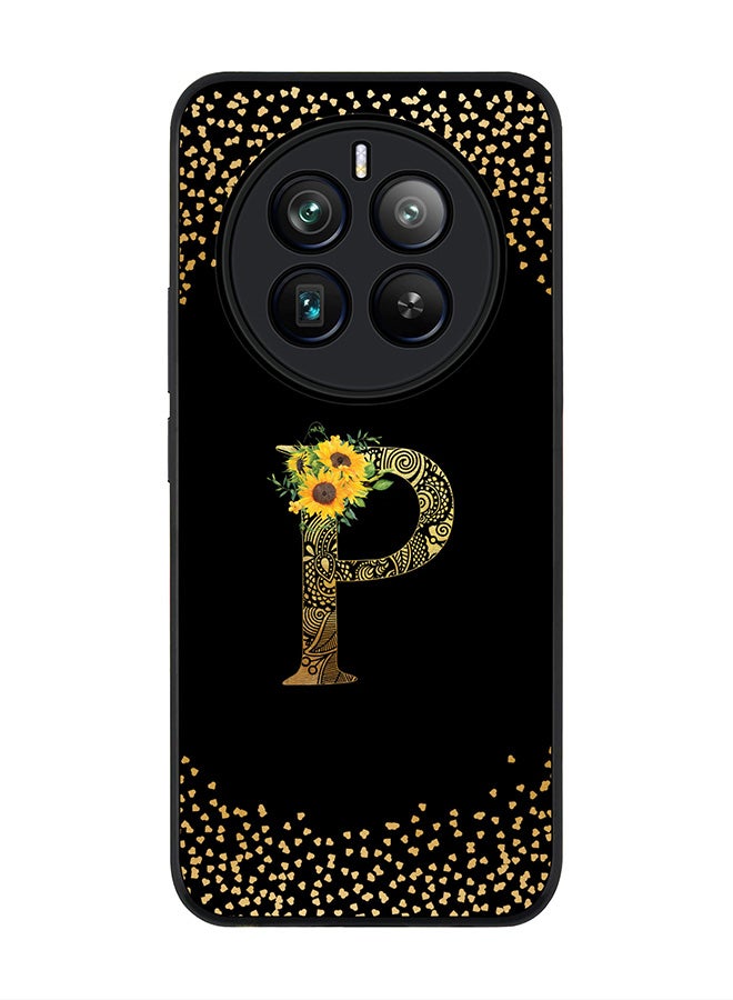 Stylizedd Rugged Black edge case for Realme 12 Pro / Realme 12 Pro Plus 5G, Custom Monogram Initial Letter Mandala Floral Pattern Alphabet-P (Black) - Image 1