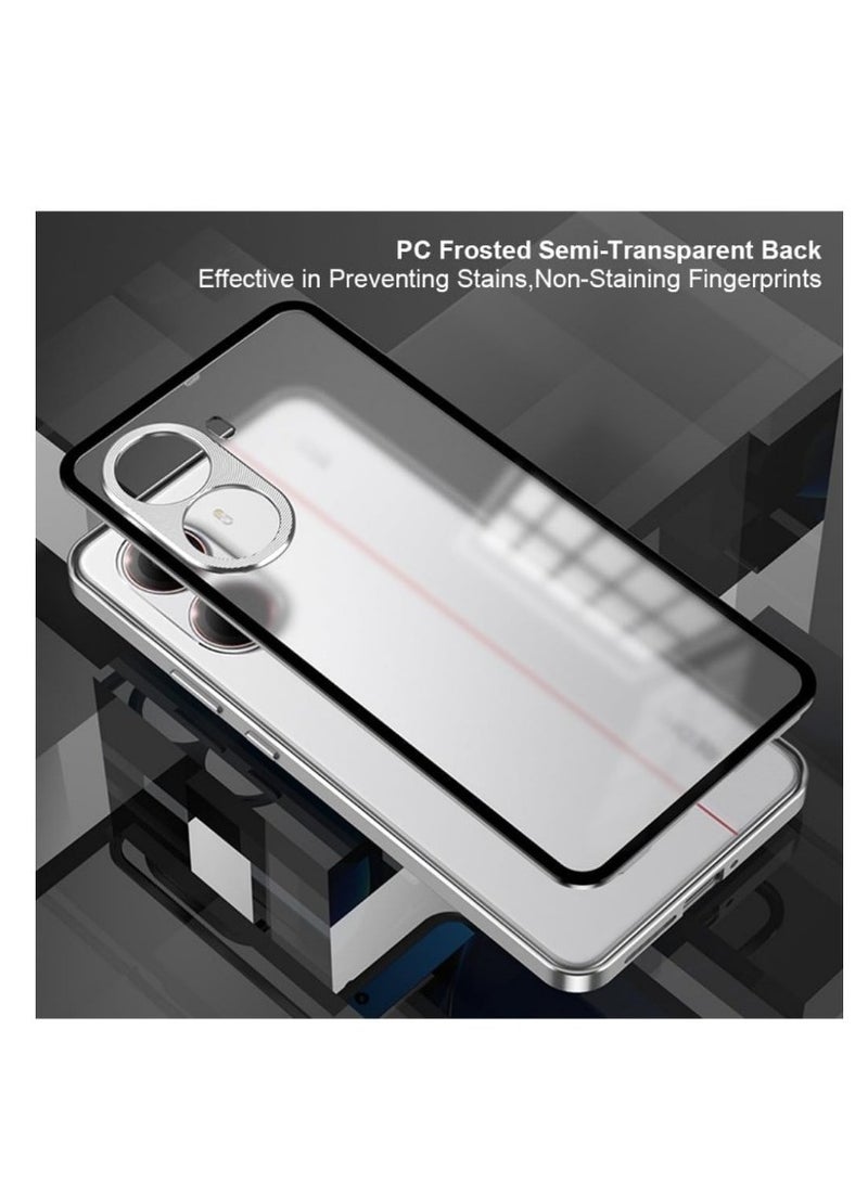 Case Compatible with Xiaomi Poco X7 Pro/Redmi Turbo 4 Magnetic Metal Frame+Matte Translucent Tempered Glass Back Non Slip Shockproof Case with Camera Protector  - Image 5