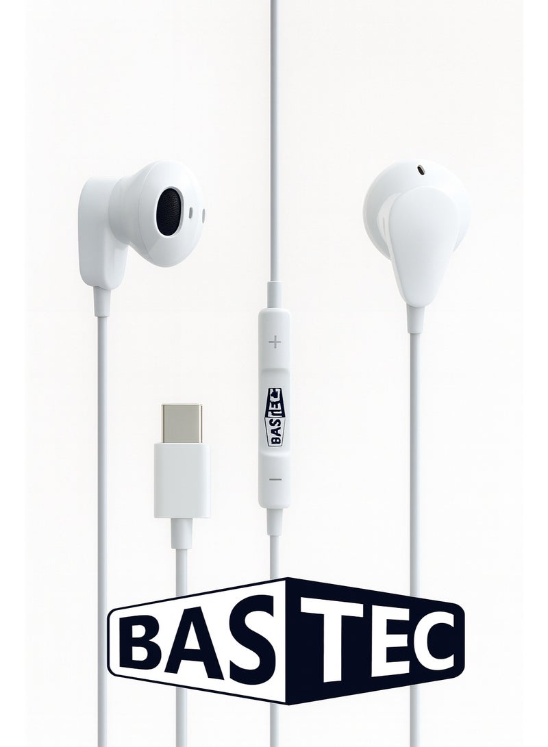 Bastec Type-C Wired Earphone with Built-in Mic & Noise Reduction – Stereo Sound Quality – Model BC303 - Image 1