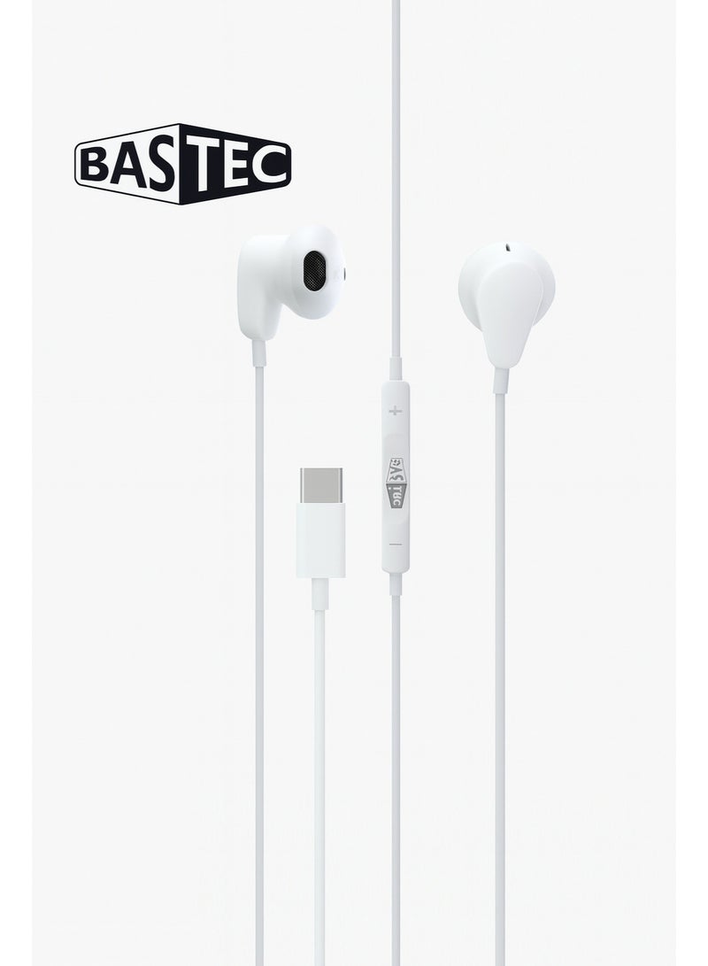 Bastec Type-C Wired Earphone with Built-in Mic & Noise Reduction – Stereo Sound Quality – Model BC303 - Image 2