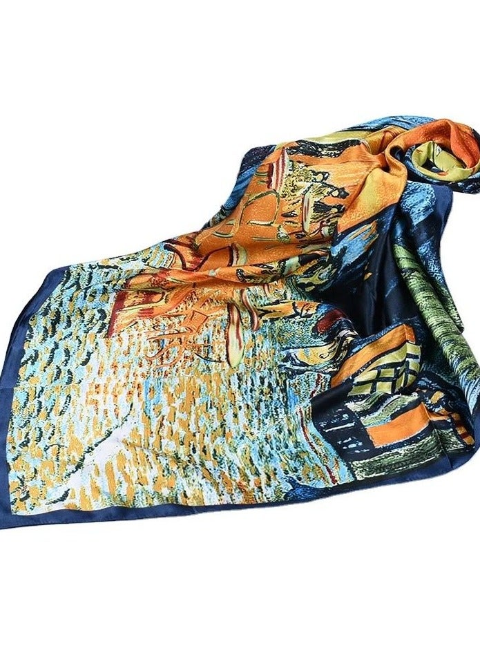 Scarf made of soft silk satin, featuring bright colors and delicate prints. High quality material - imported  - Image 1