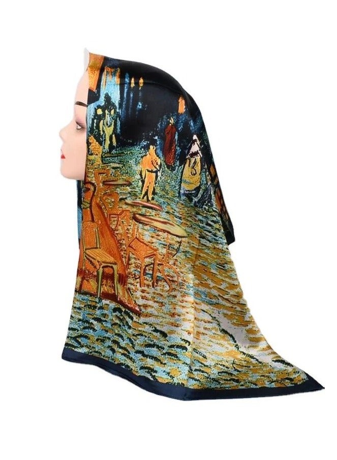 Scarf made of soft silk satin, featuring bright colors and delicate prints. High quality material - imported  - Image 3