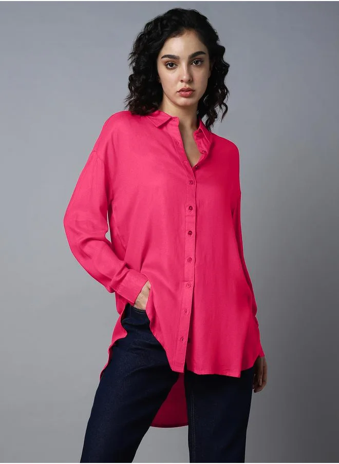 HIGH STAR Solid High Low Regular Fit Shirt