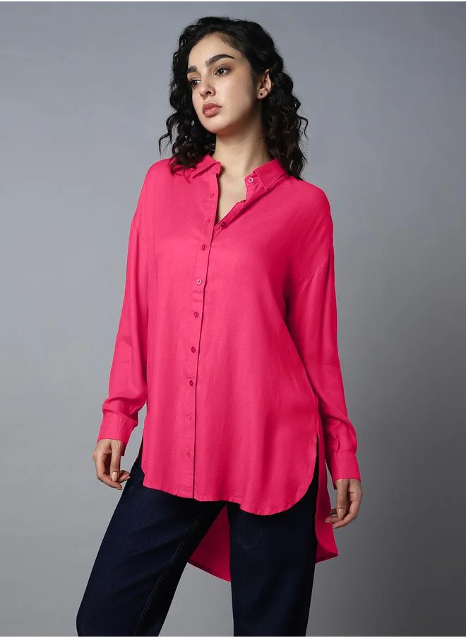 HIGH STAR Solid High Low Regular Fit Shirt