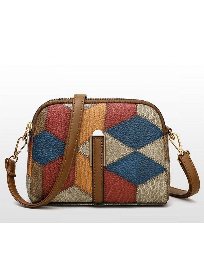 Retro Single Shoulder Bag for Women, Fashion Stitching Contrasting Color Crossbody Bag Small Square Bag, Versatile Commuter Handheld Bag - Image 1