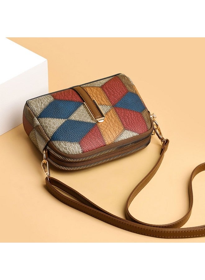 Retro Single Shoulder Bag for Women, Fashion Stitching Contrasting Color Crossbody Bag Small Square Bag, Versatile Commuter Handheld Bag - Image 3