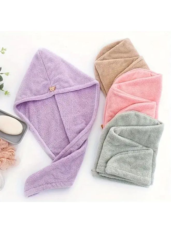 Purple Quick Drying Microfiber Hair Towel Ultra Absorbent Adjustable Pressure Button Machine Washable for Home and Travel - Image 1