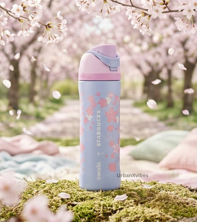 ستاربكس New Starbucks X Owala 2026 Sakura Limited Insulated Water Bottle 24oz Straw Cup - Image 5