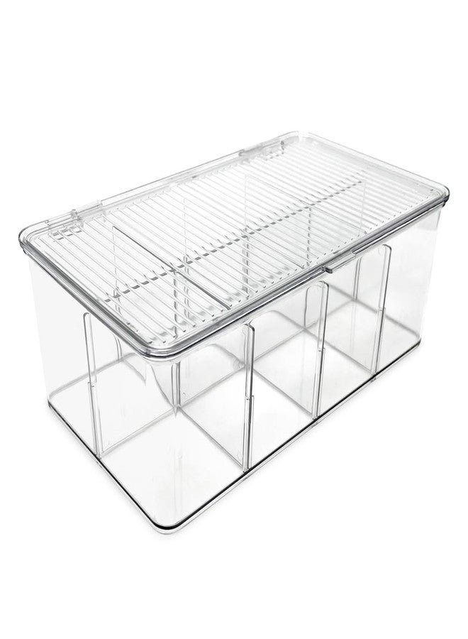 Isaac Jacobs Divided Clear Plastic Organizer (10.88" x 6.63" x 3.75") w/Hinged Lid & Removable Dividers, Stackable Box for Tea Bags, Office Supplies, Cosmetics, BPA-Free, Food Safe Pantry Container - Image 4