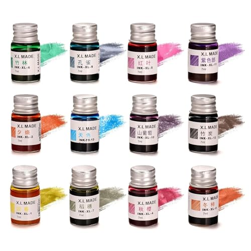 AmigozZ Crystal Glass Dip Fountain Pen with 12 Ink Set. Handmade Crystal Calligraphy Pen with 12 Colorful India Ink for Art, Signatures, Drawing, Decoration, Calligraphy Kits for Beginners. - Image 2
