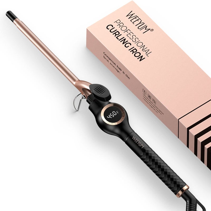 WEEYUM Small Curling Iron 3/8 Inch Barrel, Tiny Curling Wand for Short Hair, 9mm Thin Curling Iron Ceramic Tourmaline - Image 1