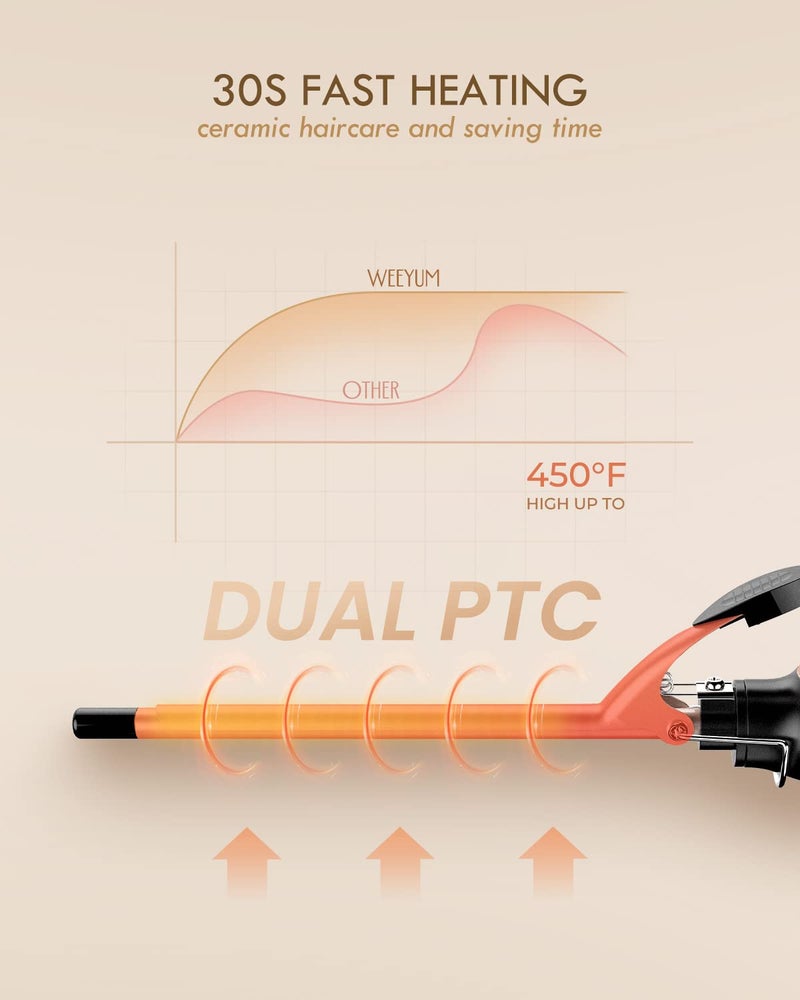 WEEYUM Small Curling Iron 3/8 Inch Barrel, Tiny Curling Wand for Short Hair, 9mm Thin Curling Iron Ceramic Tourmaline - Image 5