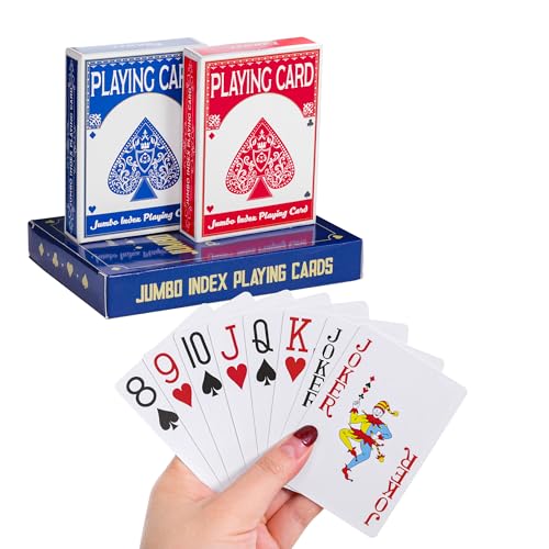 Fanwer Playing Cards Large Print for Adults 2 Pack Large Print Playing Cards for Seniors Vision Impaired Low Vision Crowd for Blackjack Euchre Canasta Card Game - Image 1