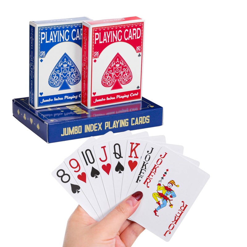 Fanwer Playing Cards Large Print for Adults 2 Pack Large Print Playing Cards for Seniors Vision Impaired Low Vision Crowd for Blackjack Euchre Canasta Card Game - Image 2
