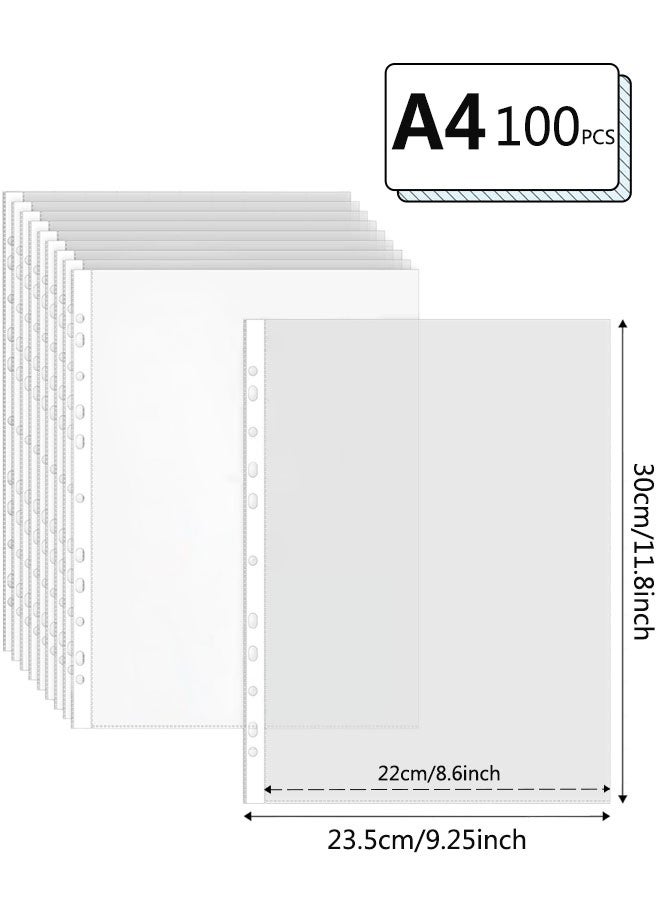 HOOTO 100 PCS Plastic Punched, A4 Transparent file, Clear Plastic Folder, A4 Micro Transparent File Protector Best Folder Plastic For Office or School work. - Image 2