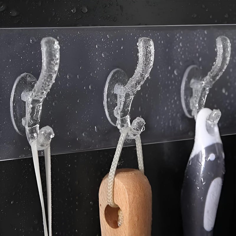Self Adhesive HeavyDuty Plastic Wall Hooks 6in1 Organizer for Robes Coats Bags Towels Keys and More Strong for Bathroom Kitchen Pack of 2 - Image 4