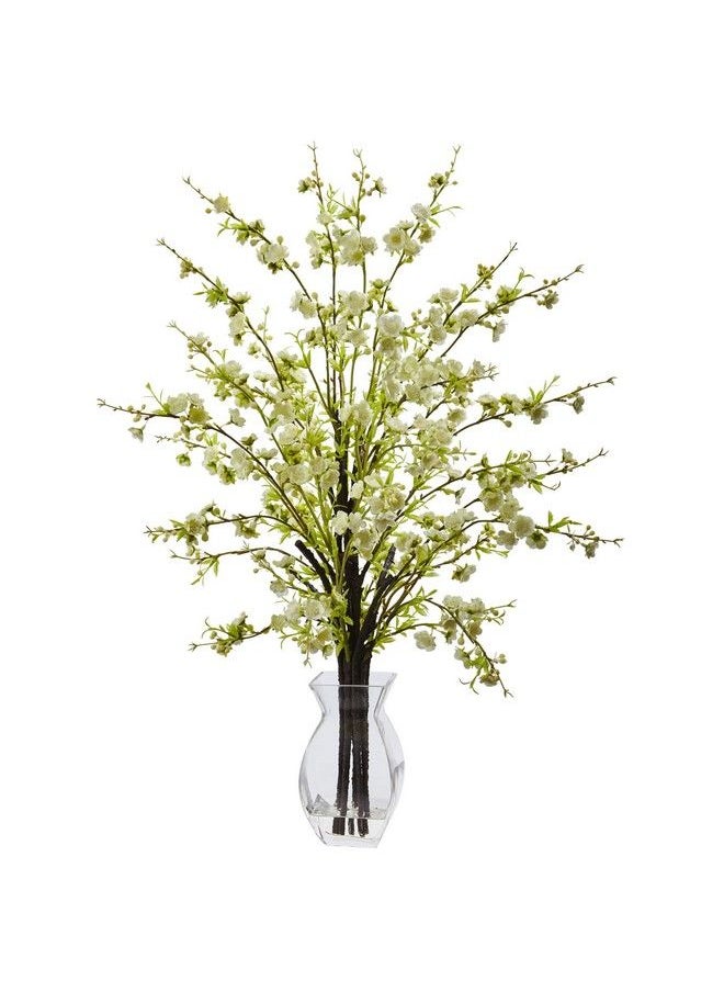Nearly Natural - 1459Wh Cherry Blossom In Glass Vase White - Image 1