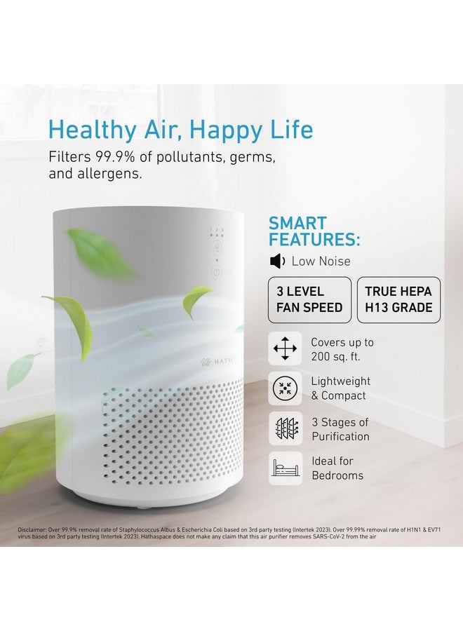 Hathaspace HATHASPACE HSE200 Smart True HEPA Air Purifier for Home, Small Air Cleaner with Activated Carbon Filter, Removes 99.9% of Dust, Smoke, Pet Dander, Odors, VOCs, Covers Up to 200 Sq. Ft, White  - Image 5