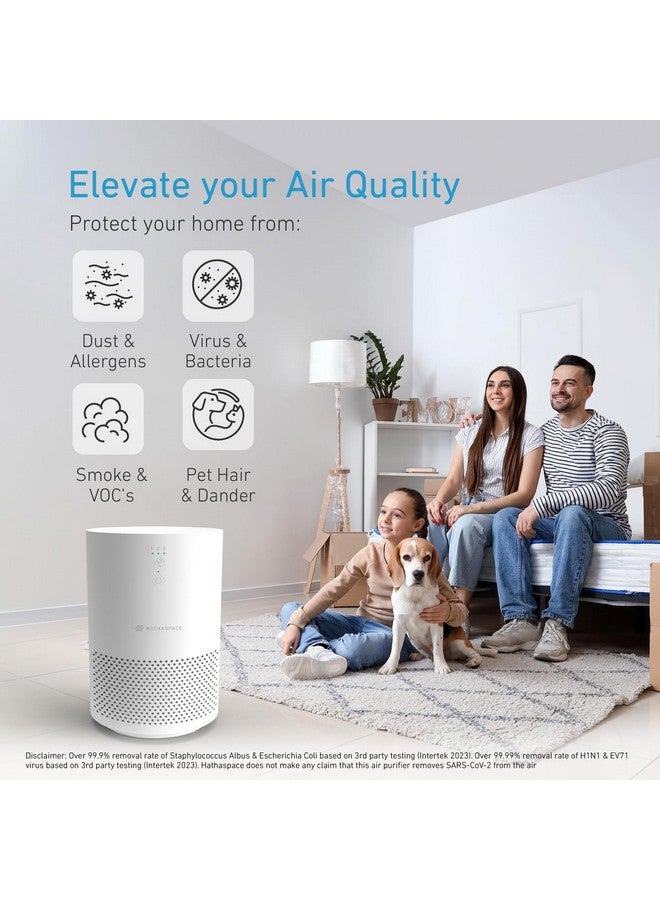 Hathaspace HATHASPACE HSE200 Smart True HEPA Air Purifier for Home, Small Air Cleaner with Activated Carbon Filter, Removes 99.9% of Dust, Smoke, Pet Dander, Odors, VOCs, Covers Up to 200 Sq. Ft, White  - Image 2