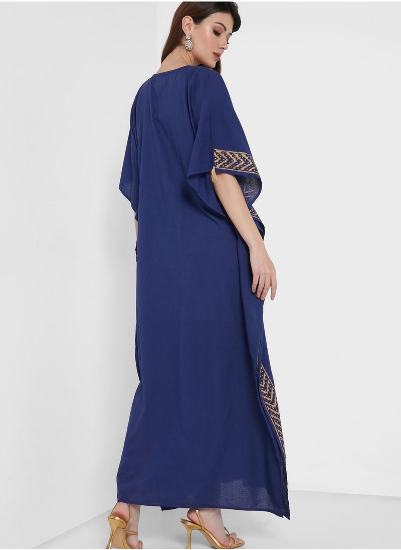 ARABIAN CLOSET - Printed Tassel Detail Kaftan - Image 1