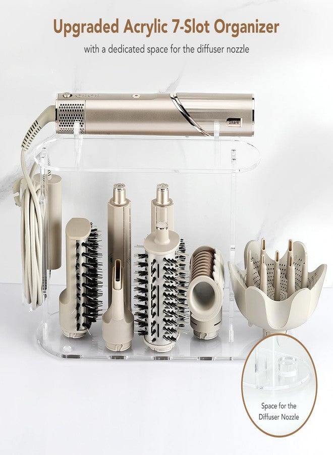 TOSAGE Upgraded Storage Holder for Shark FlexStyle- 7-Hole Acrylic Stand Organizer for Long Barrels & Diffuser, Countertop Holder for Shark Flex Style Accessories for Bathroom Vanity Makeup Table - Image 2
