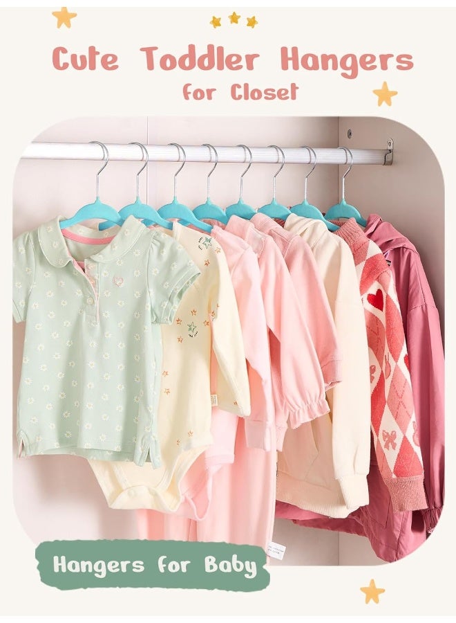 HOUSE DAY HOUSE DAY 50 Pack Blue Velvet Baby Hangers,Infant & Toddler Clothes, Durable Non Slip Baby Felt Hangers Blue, 11 Inch Baby Hangers for Closet, Ideal for Everyday Use.  - Image 2