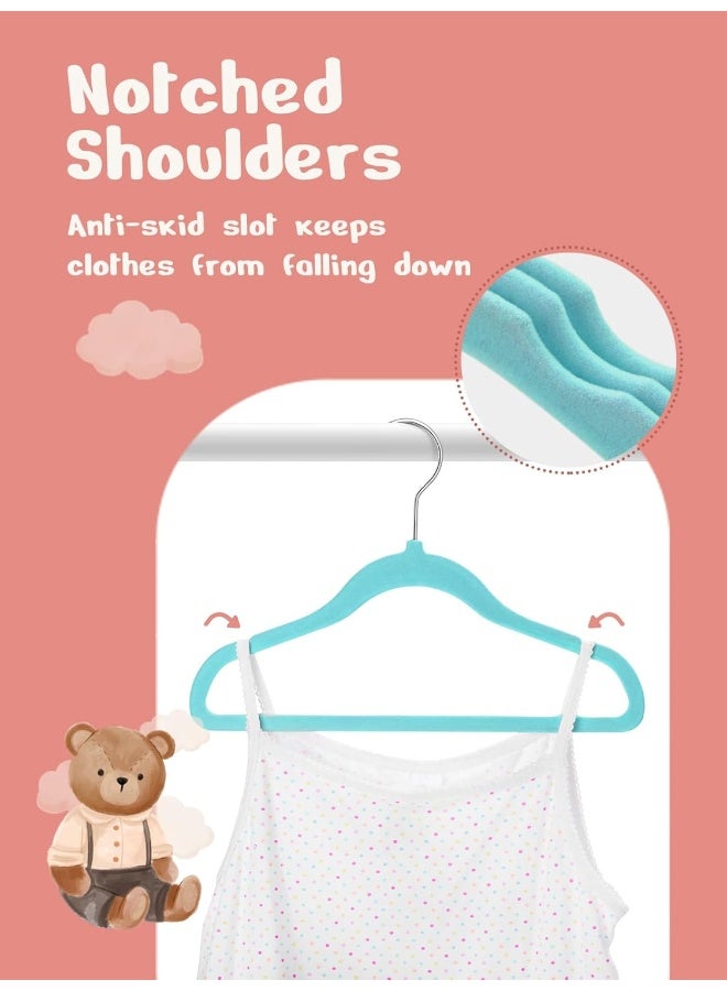 HOUSE DAY HOUSE DAY 50 Pack Blue Velvet Baby Hangers,Infant & Toddler Clothes, Durable Non Slip Baby Felt Hangers Blue, 11 Inch Baby Hangers for Closet, Ideal for Everyday Use.  - Image 3