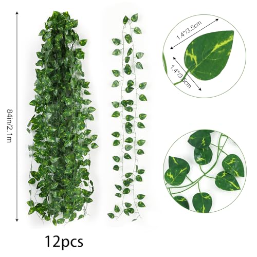 CEWOR Fake Ivy Vines for Room Decor 12pcs Fake Ivy Greenery Garland Wall Decor Pothos - Image 3