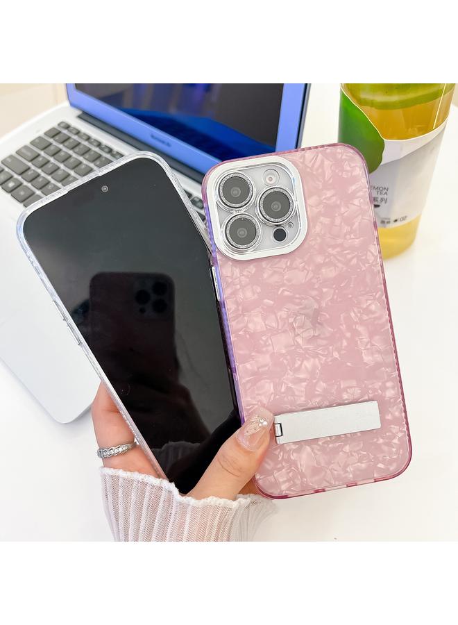 S-TOP Case For iPhone 13 Pro Max Plating Glitter Texture Fold Holder TPU Phone Case with Lens Film - Image 3