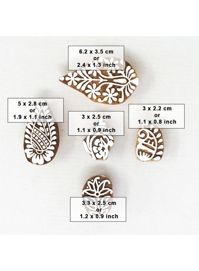 Hashcart | Set of 5 | Wooden Handcarved Designer Blocks for Printing/Stamps for Mahndi/Saree Border/Scrapbooking/Fabric Textile Paper/Kids/Art Work - Image 4