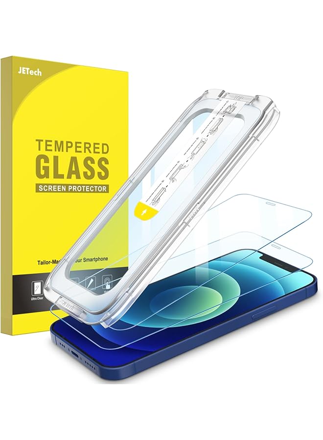 Jetech One Touch Install Screen Protector For Iphone 12 12 Pro 6.1 Inch Full Coverage Tempered Glass Film Auto Alignment Tool Kit Hd Clear 2 Pack - Image 1