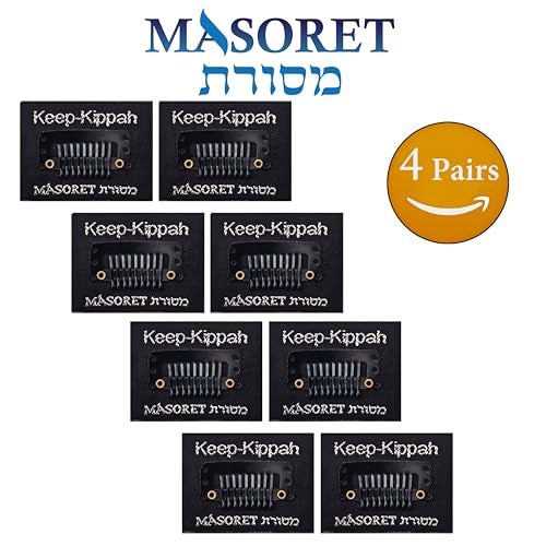 MASORET The Original Masoret Keep-Kippah Hair Clip Set: 4 Pair Durable Metal Head Fasteners with Matching Comb for Jewish Kippot, Kipa, Yamaka, Yarmulke Hats by Art Judaica - Image 2