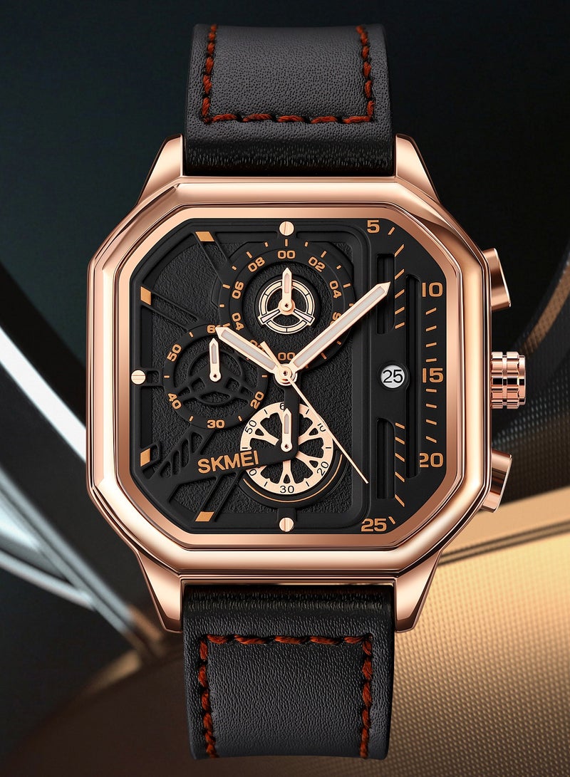 ساعة يد كوارتز مائية للرجال 1963 باللون الذهبي الوردي - Image 3