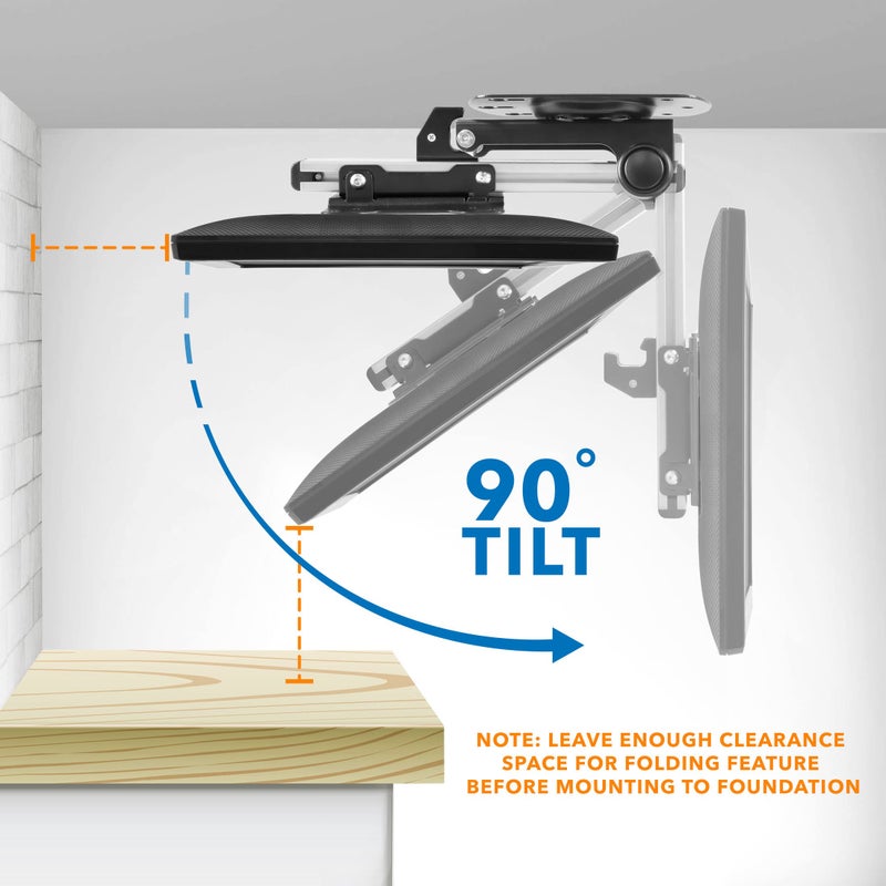 Mount-It! Flip Down TV & Monitor Mount, Under Cabinet & Ceiling Bracket for Kitchens, RVs & Small Spaces | Fits 13â€“37 Inch Screens | VESA 75x75 100x100 200x200 | Tilt & Swivel | 44 lbs Capacity - Image 2