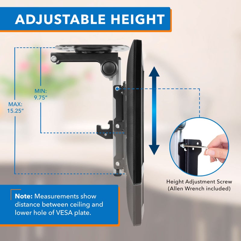 Mount-It! Flip Down TV & Monitor Mount, Under Cabinet & Ceiling Bracket for Kitchens, RVs & Small Spaces | Fits 13â€“37 Inch Screens | VESA 75x75 100x100 200x200 | Tilt & Swivel | 44 lbs Capacity - Image 4