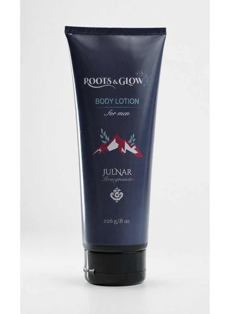 Roots & Glow Body Lotion for Men – 226g Pomegranate Moisturizing Lotion – Lightweight Non-Greasy Hydration for UAE Climate – Fast Absorbing After Shower Daily Use – Roots & Glow - Image 1