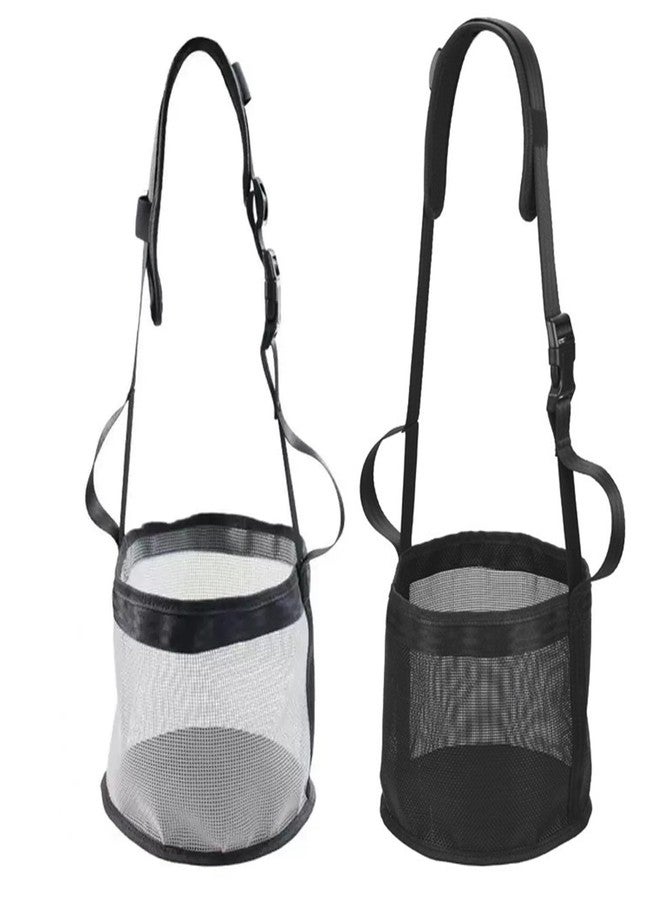 SSEHCWAN Horse Feed Bag, 2 PCs Muzzle Feed Bag with Adjustable Strap,Comfort Neck Pad, Mesh Grain Feeder for Feeding Grain, Powder, Supplements (Black+Grey) - Image 1